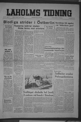Förstasidan, Torsdag 18 juni 1953