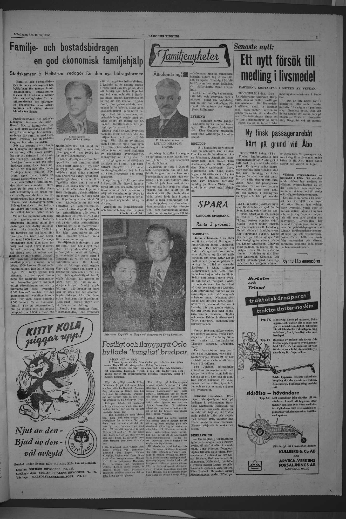 Laholms Tidning Måndag 18 maj 1953, sida 3