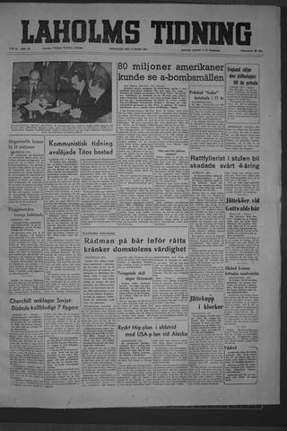 Förstasidan, Onsdag 18 mars 1953