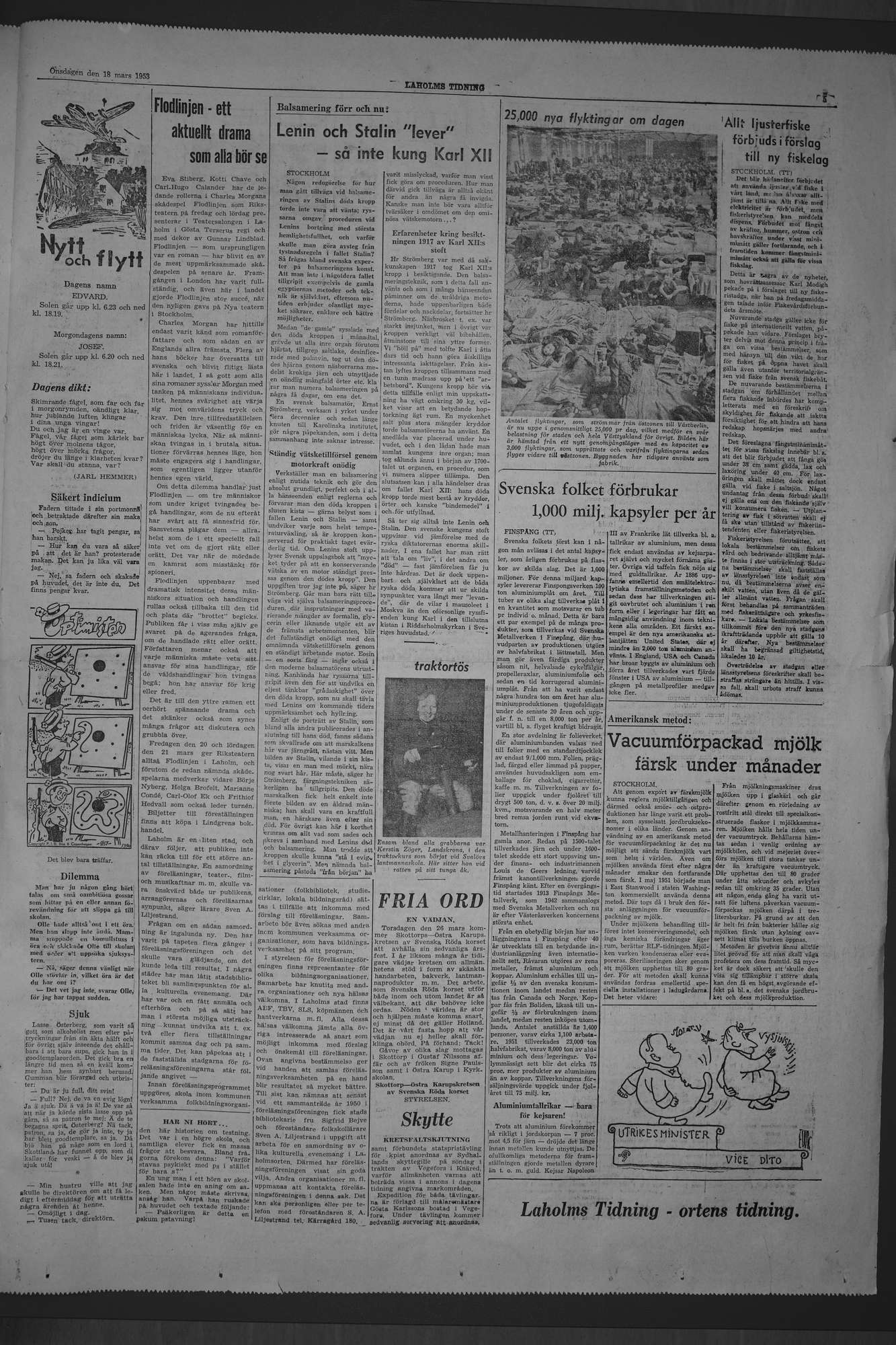Laholms Tidning Onsdag 18 mars 1953, sida 5