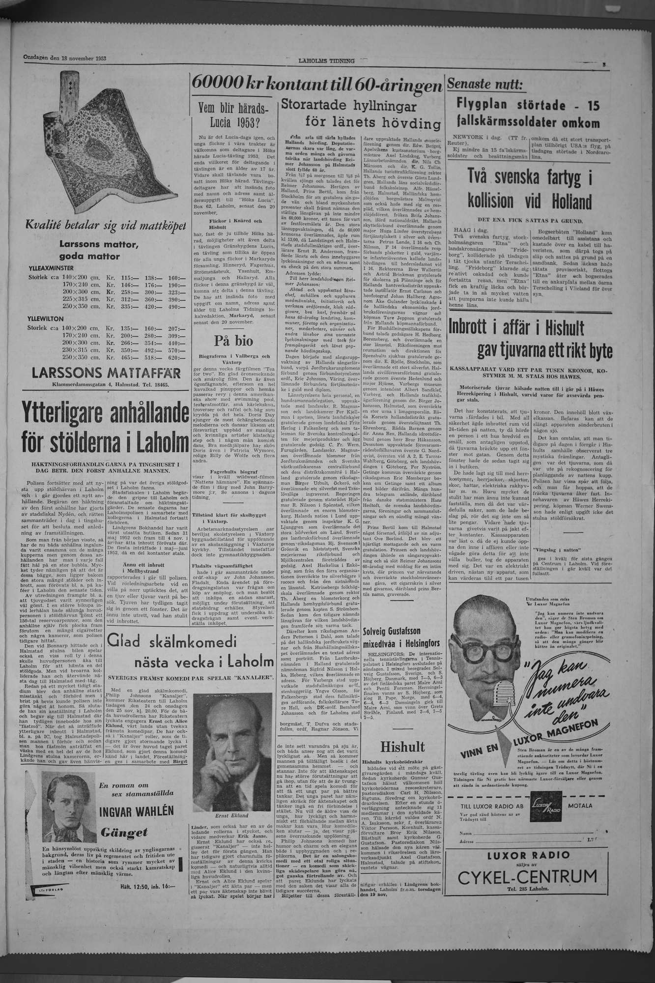 Laholms Tidning Onsdag 18 november 1953, sida 3