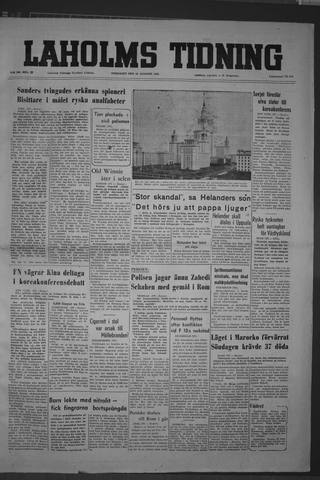 Förstasidan, Onsdag 19 augusti 1953