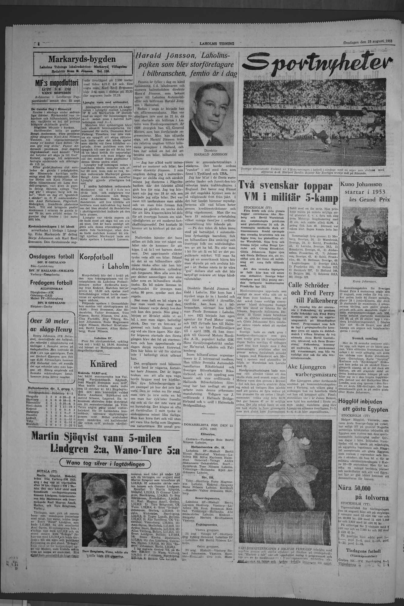 Laholms Tidning Onsdag 19 augusti 1953, sida 4