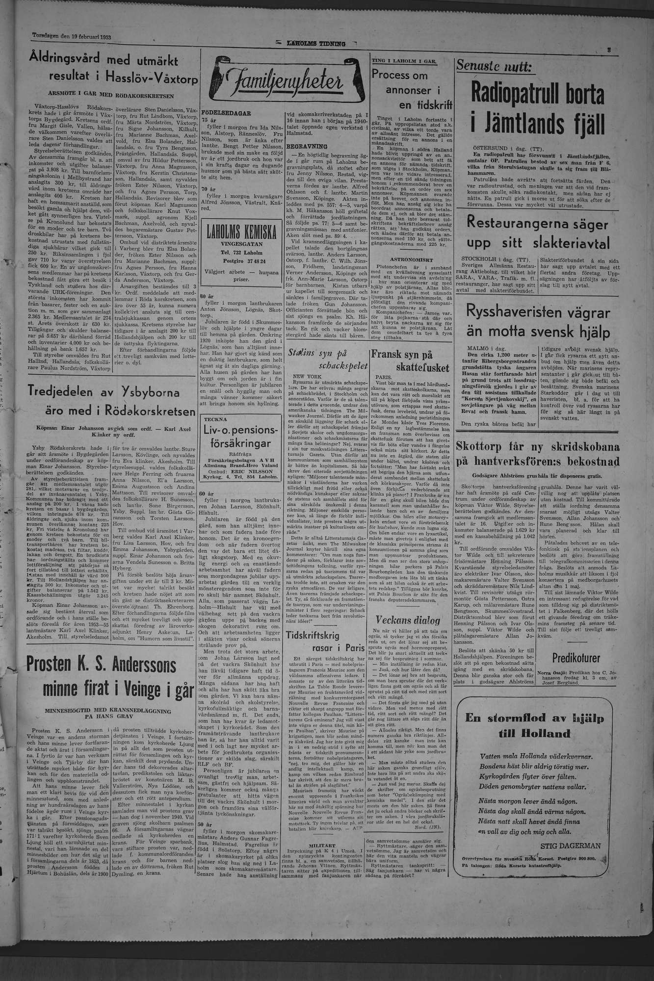 Laholms Tidning Torsdag 19 februari 1953, sida 3