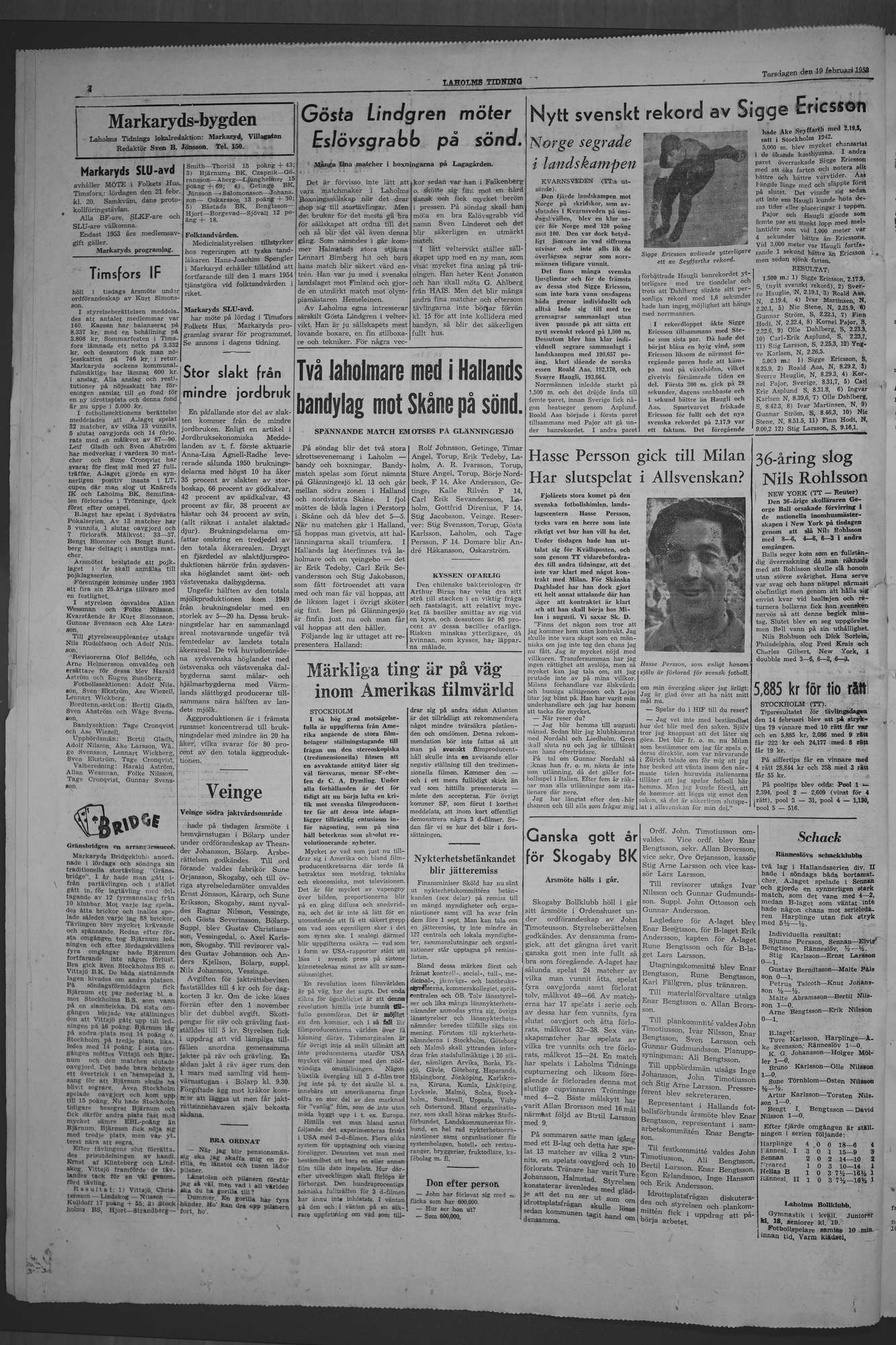 Laholms Tidning Torsdag 19 februari 1953, sida 4