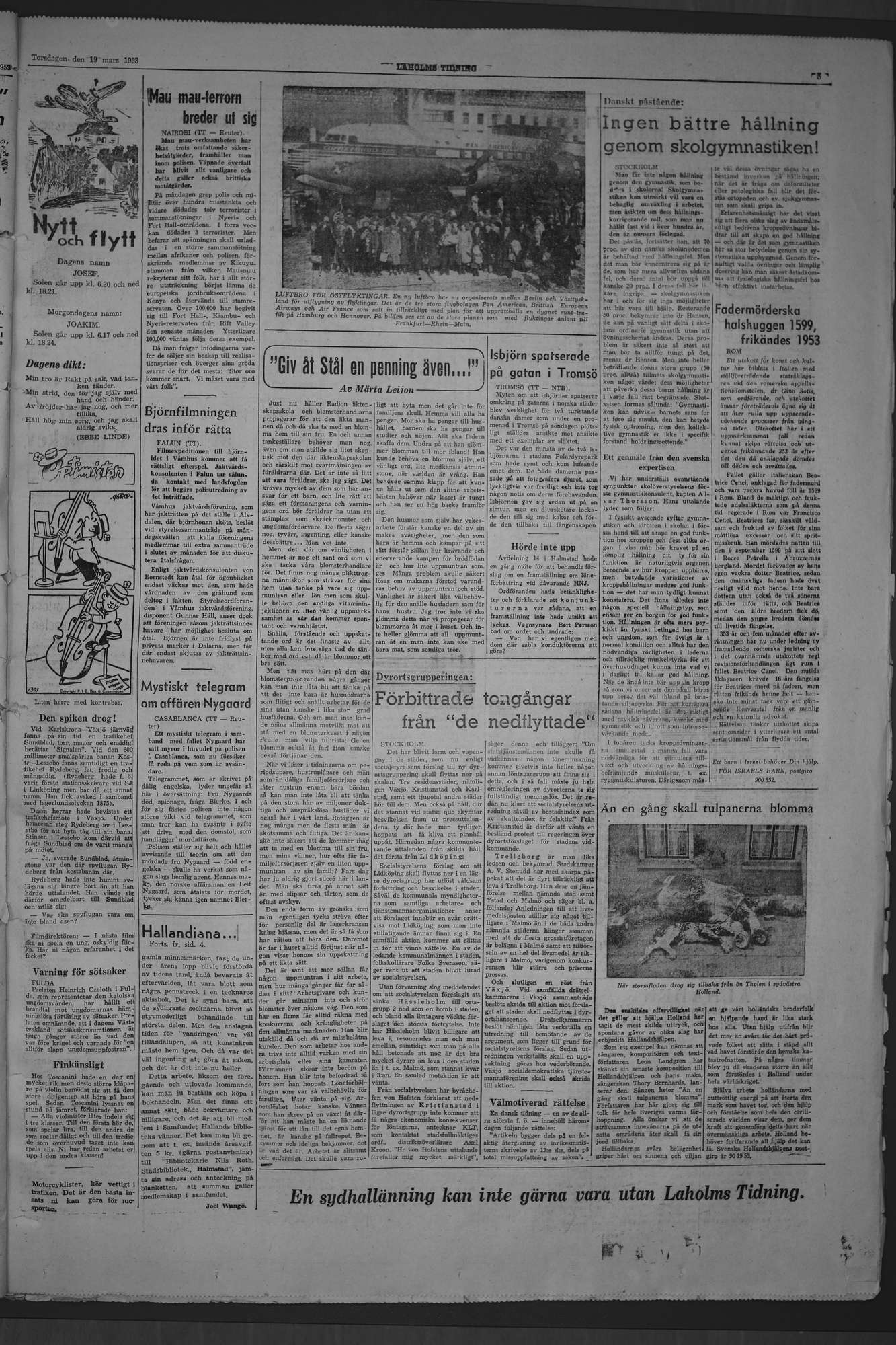 Laholms Tidning Torsdag 19 mars 1953, sida 5