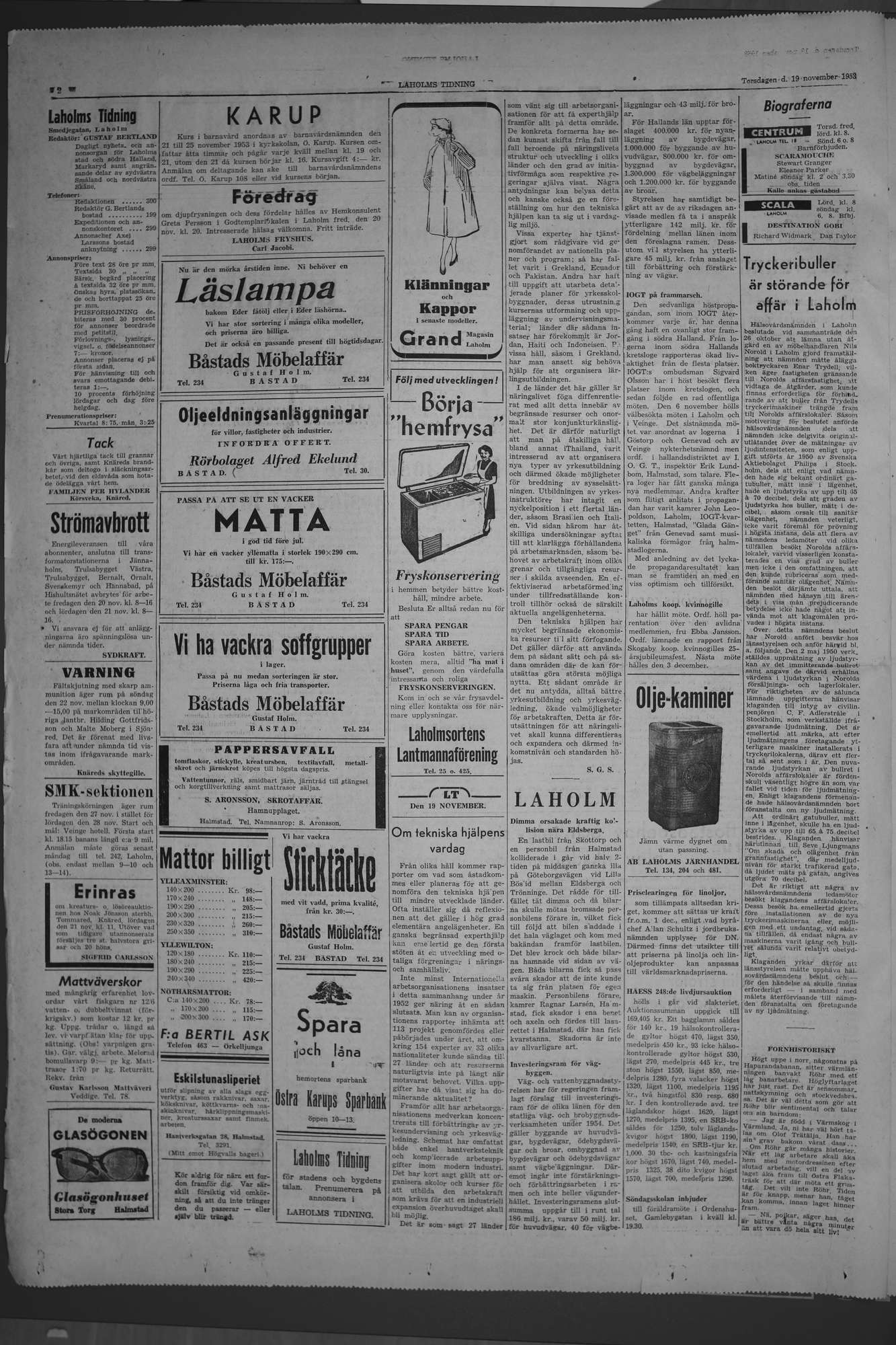 Laholms Tidning Torsdag 19 november 1953, sida 2