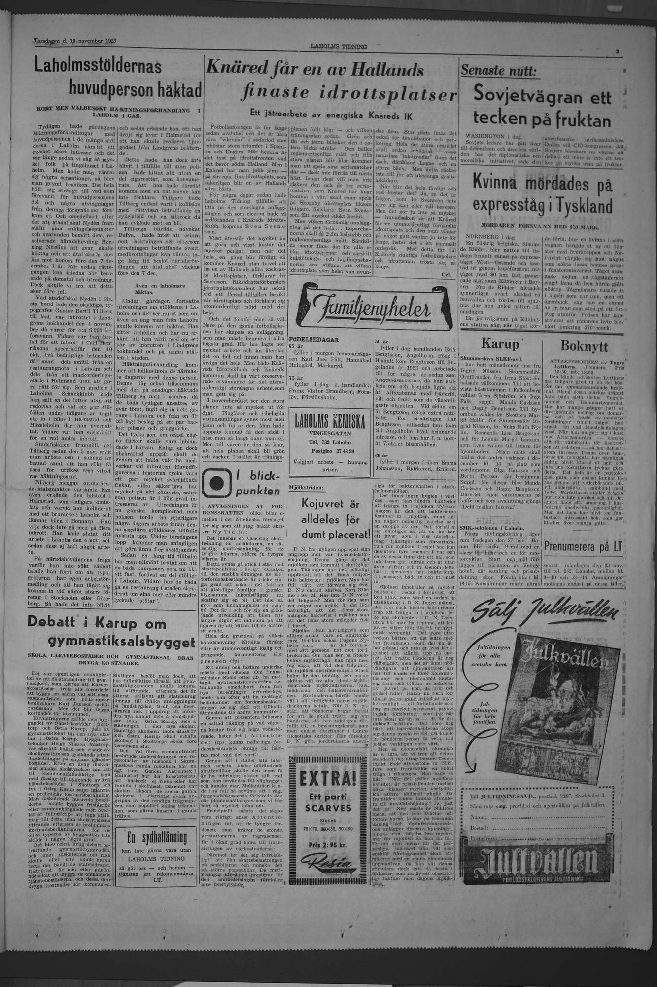 Laholms Tidning Torsdag 19 november 1953, sida 3