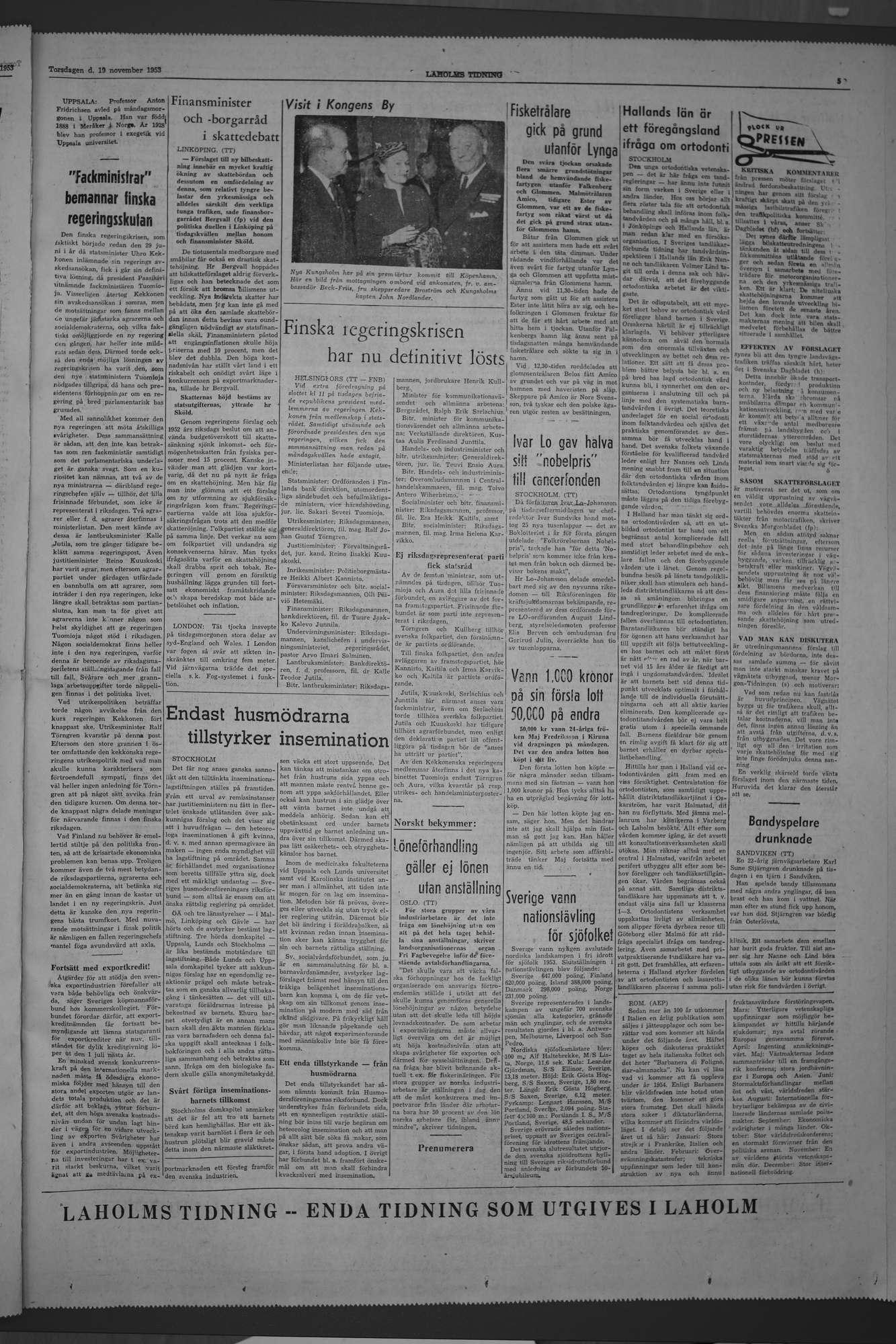 Laholms Tidning Torsdag 19 november 1953, sida 5