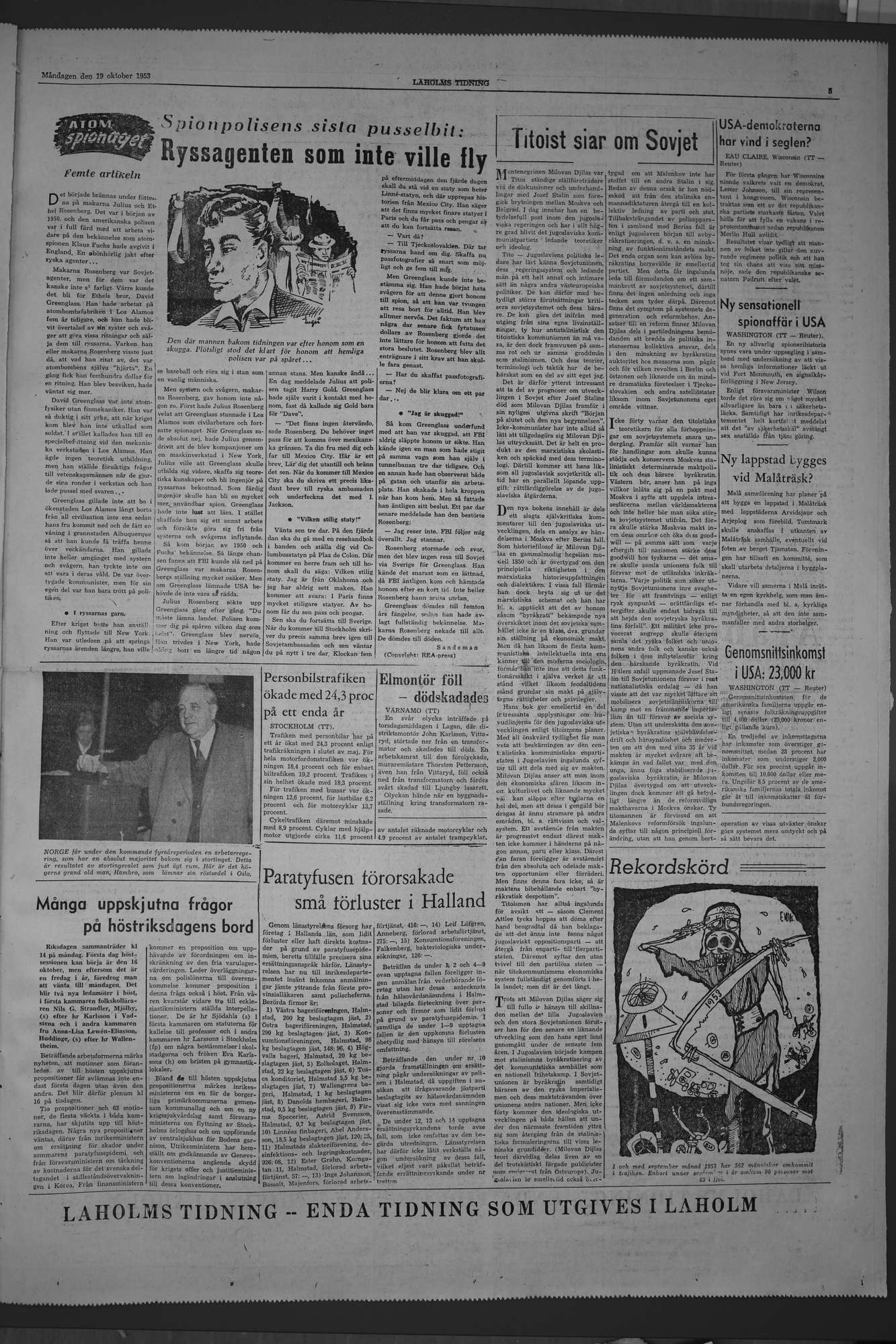 Laholms Tidning Måndag 19 oktober 1953, sida 5