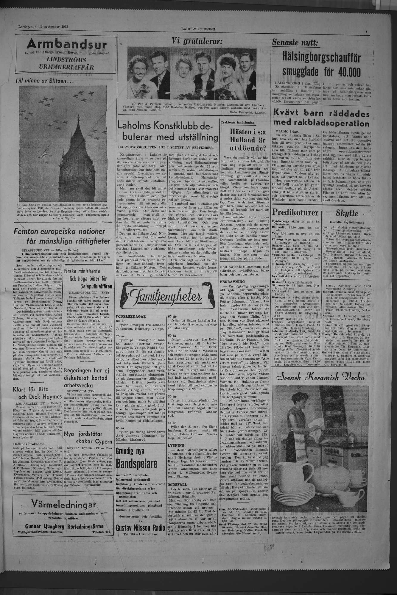 Laholms Tidning Lördag 19 september 1953, sida 3