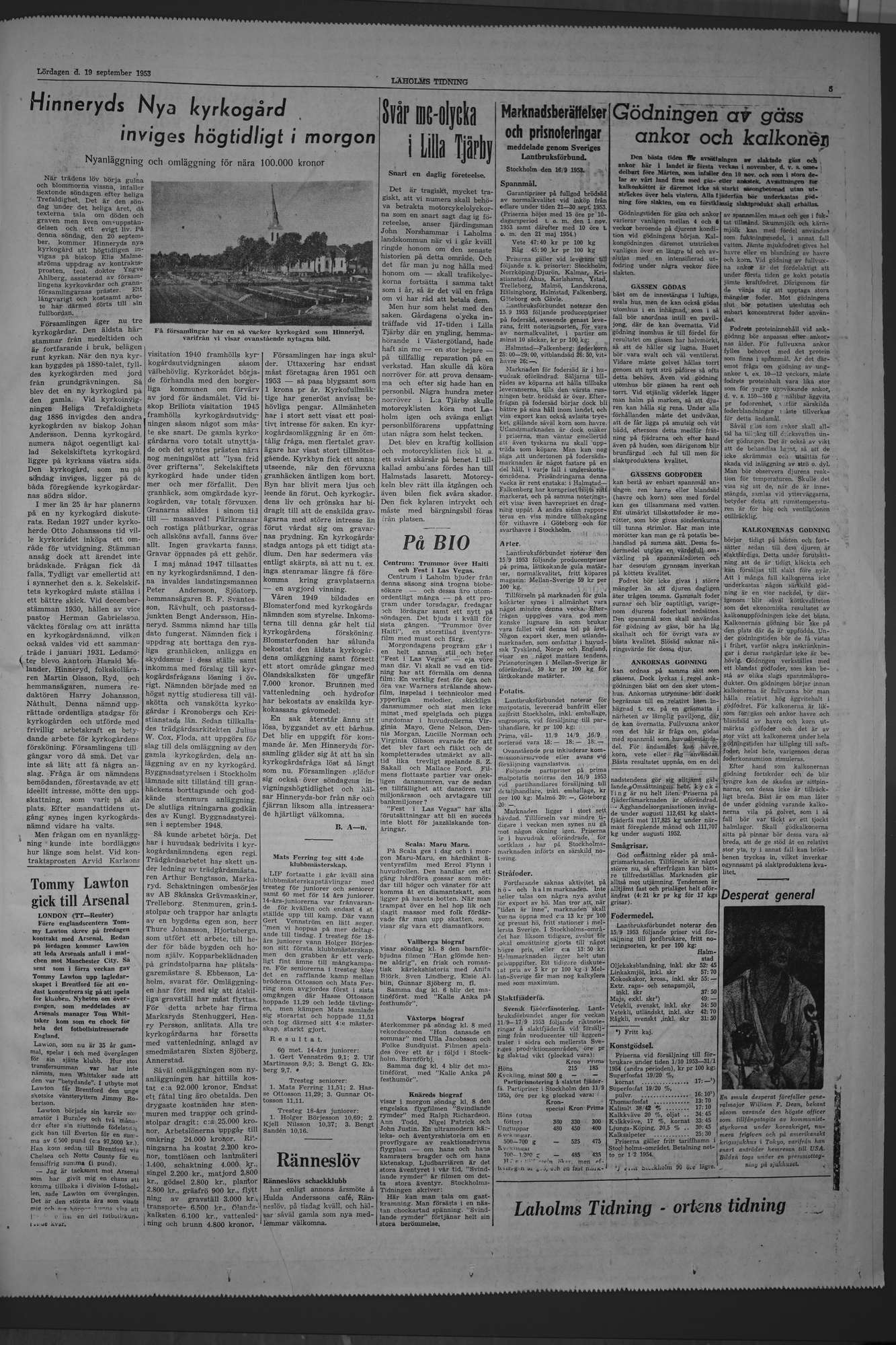 Laholms Tidning Lördag 19 september 1953, sida 5