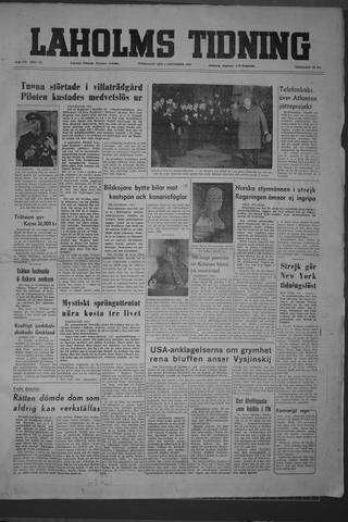 Förstasidan, Onsdag 2 december 1953