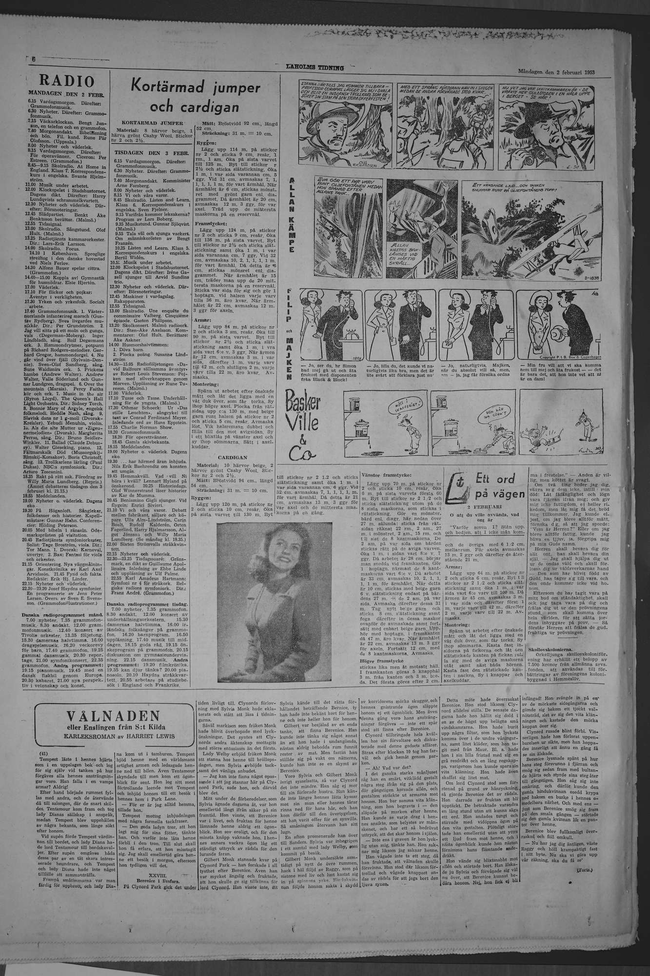 Laholms Tidning Måndag 2 februari 1953, sida 6