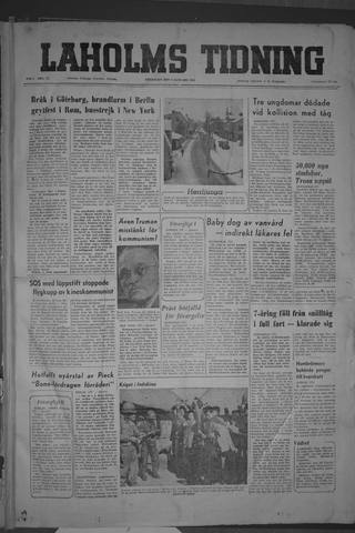 Förstasidan, Fredag 2 januari 1953
