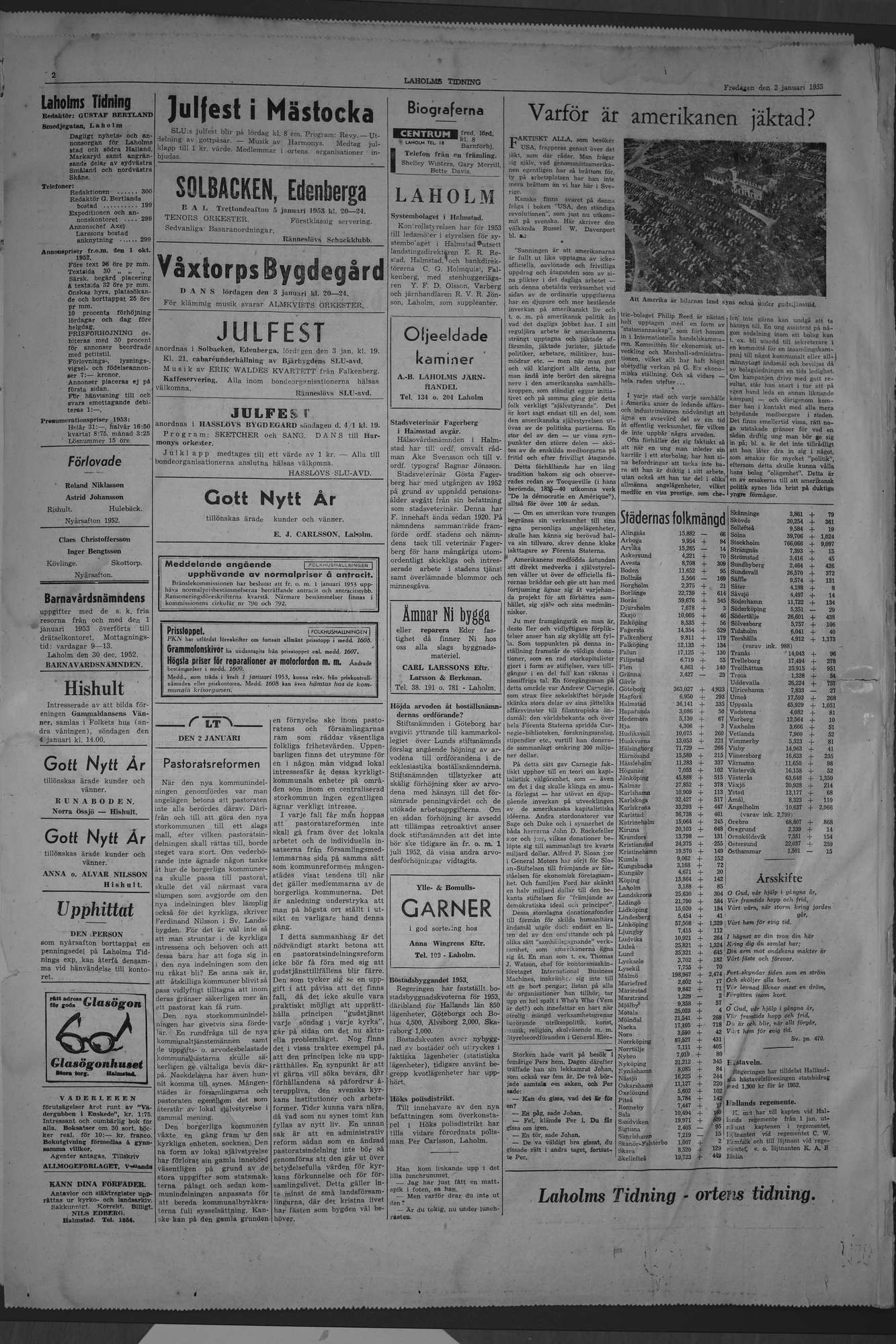 Laholms Tidning Fredag 2 januari 1953, sida 2
