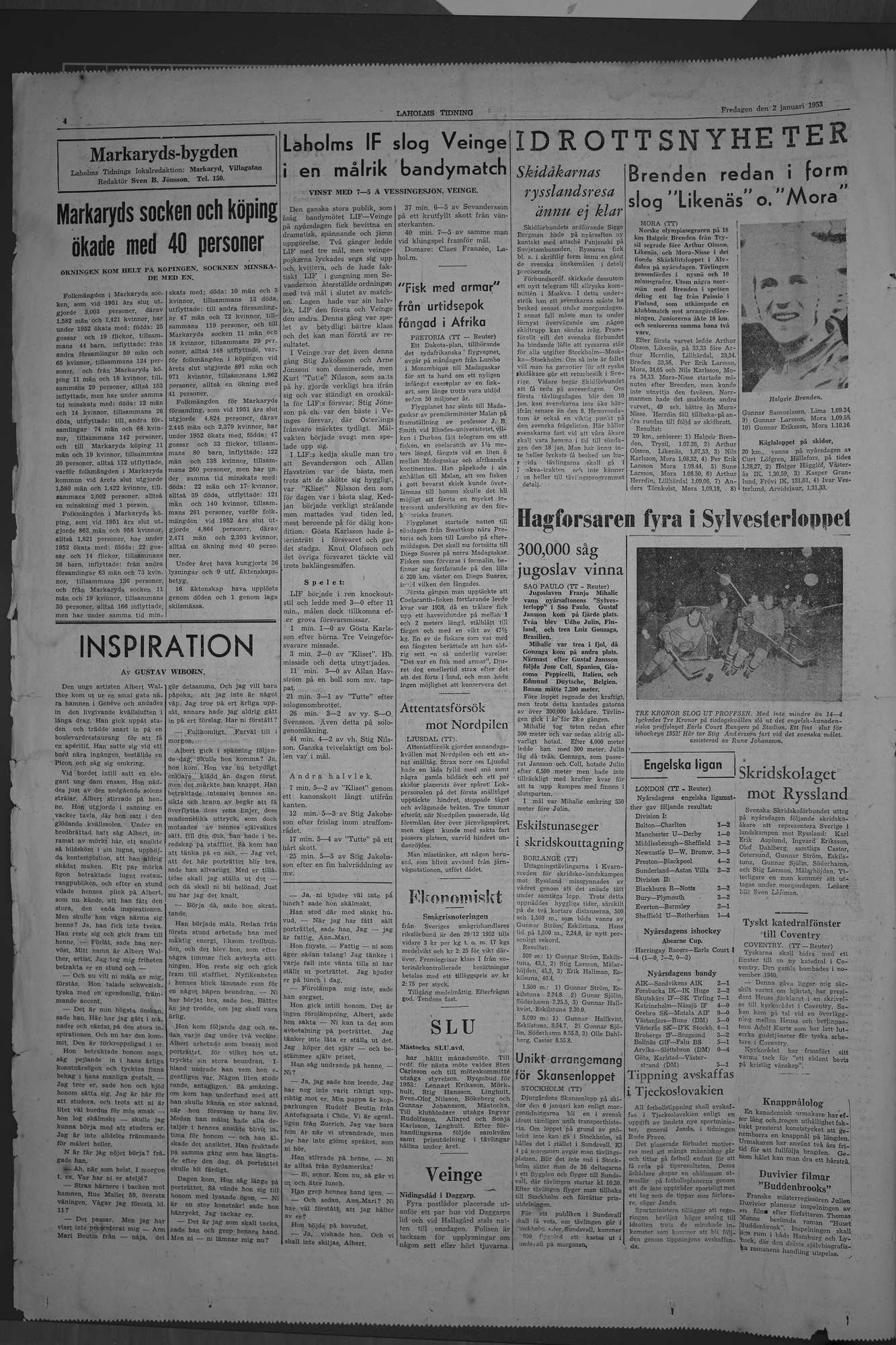 Laholms Tidning Fredag 2 januari 1953, sida 4