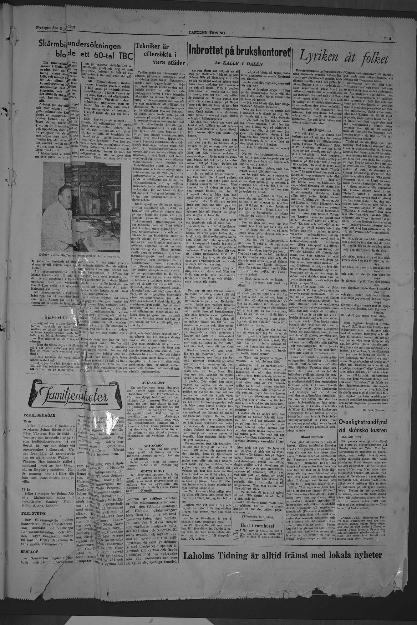 Laholms Tidning Fredag 2 januari 1953, sida 5