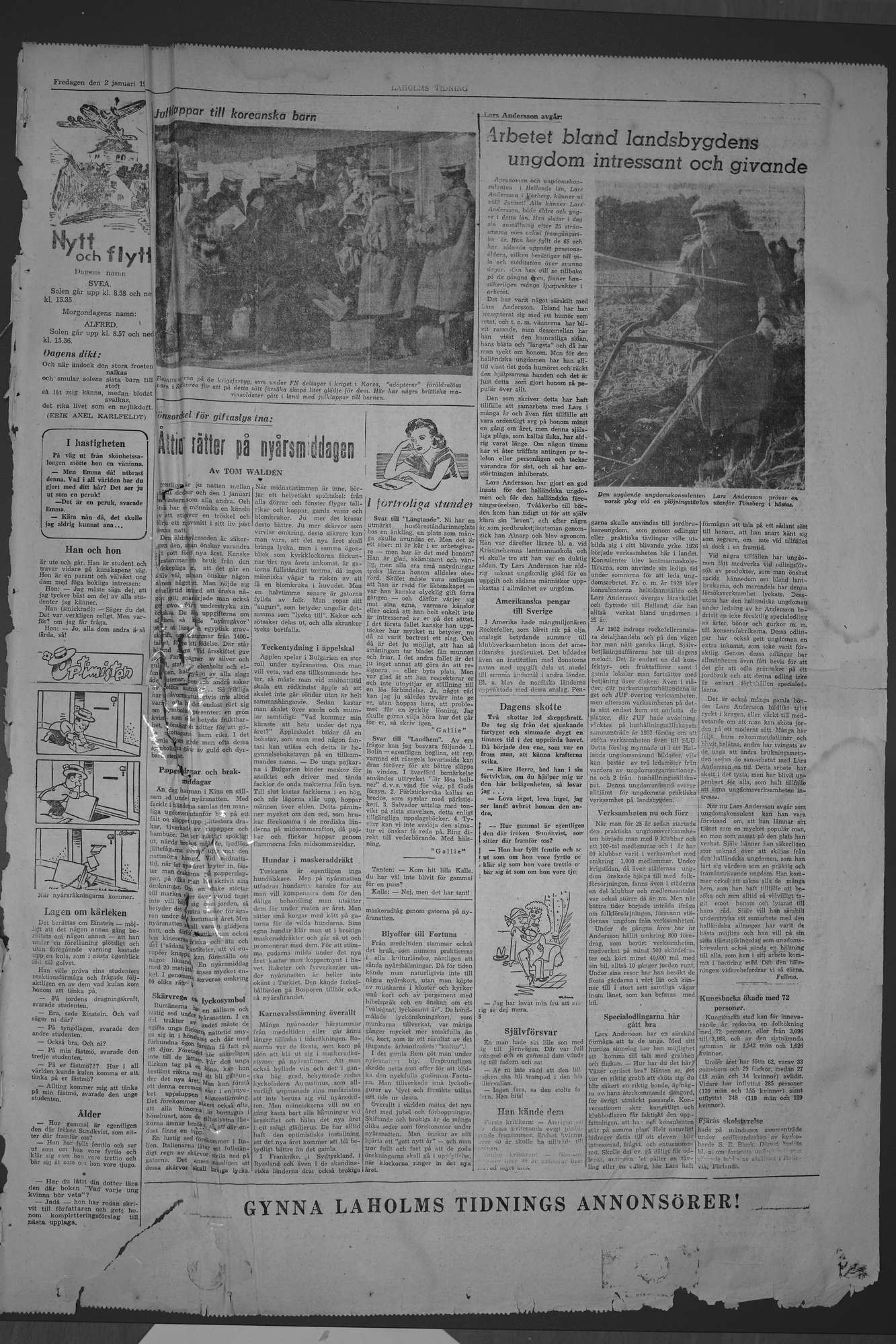 Laholms Tidning Fredag 2 januari 1953, sida 7