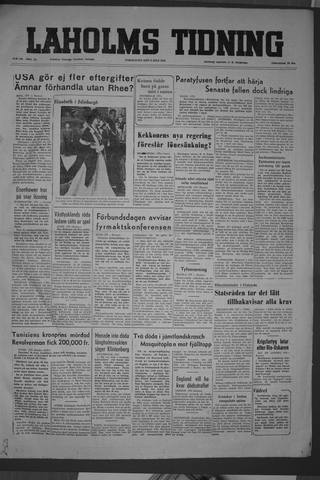 Förstasidan, Torsdag 2 juli 1953