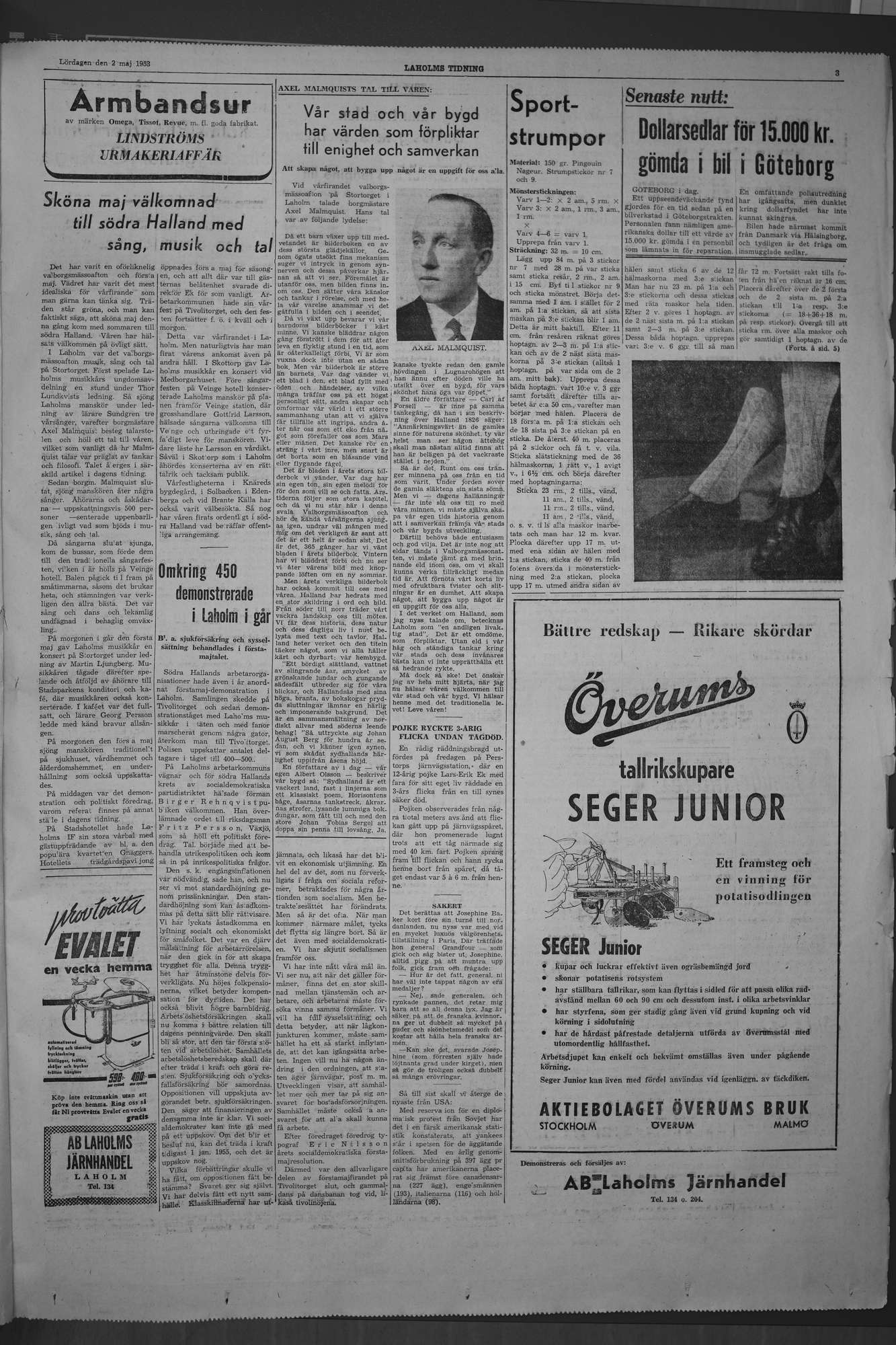 Laholms Tidning Lördag 2 maj 1953, sida 3
