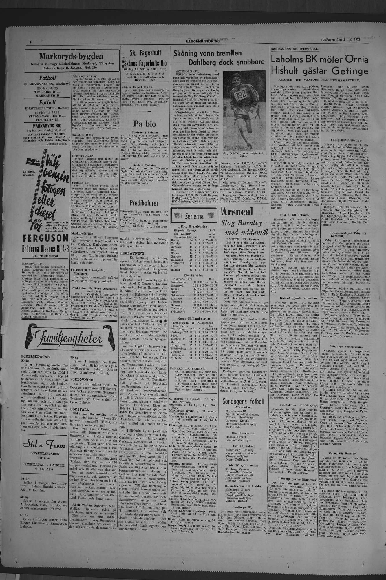 Laholms Tidning Lördag 2 maj 1953, sida 4