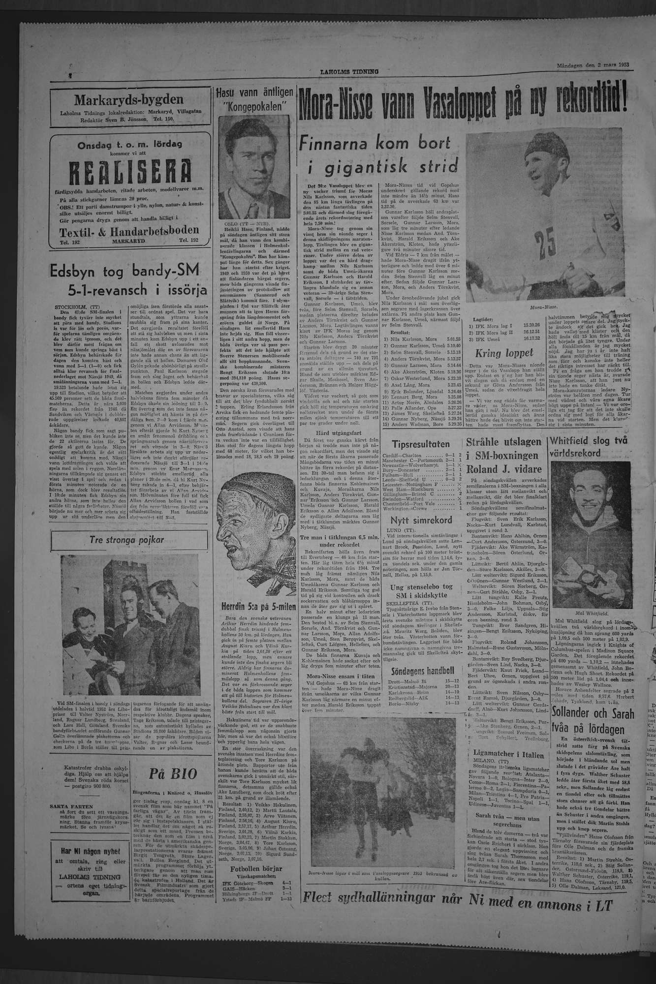 Laholms Tidning Måndag 2 mars 1953, sida 4