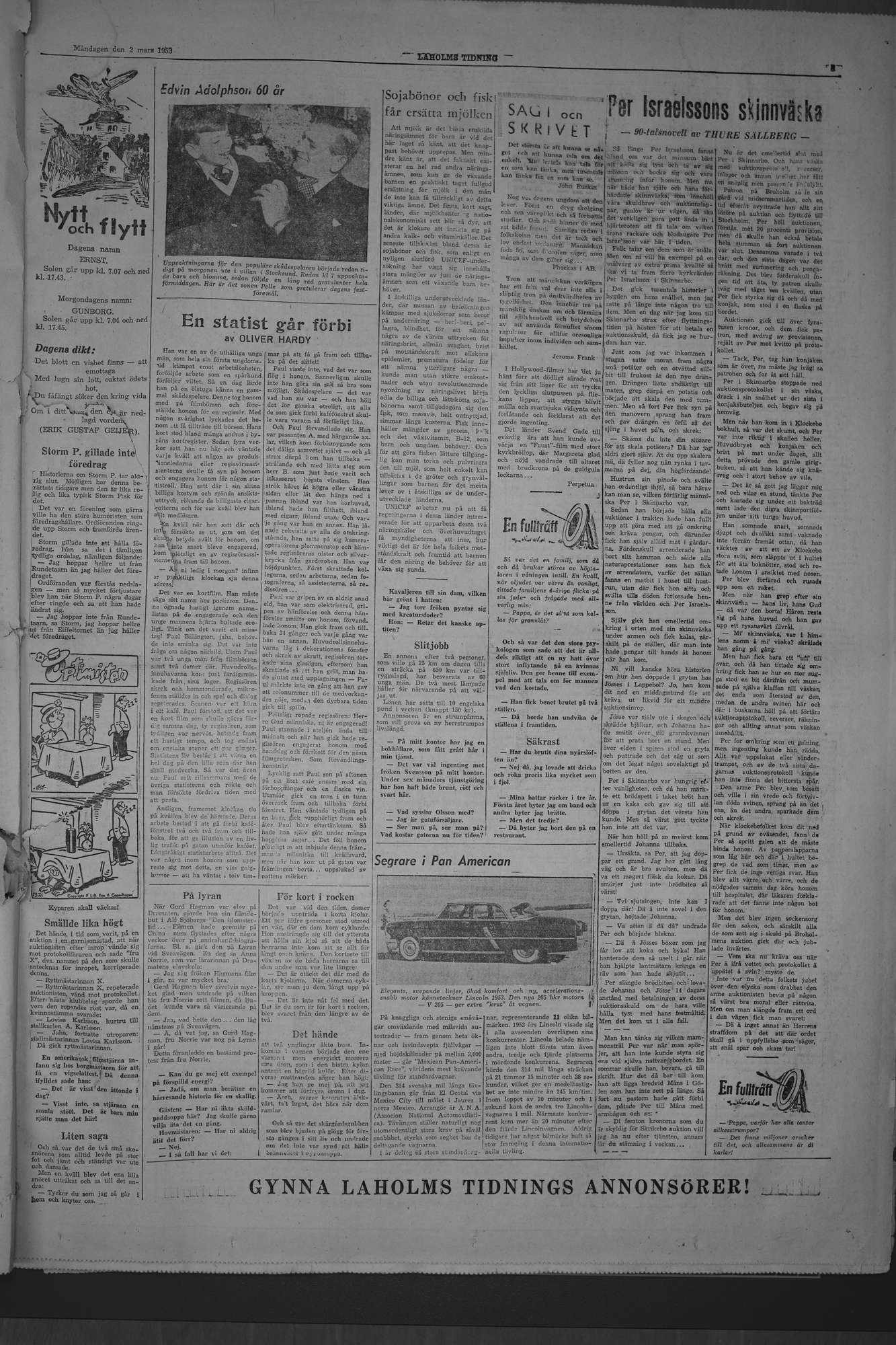 Laholms Tidning Måndag 2 mars 1953, sida 5