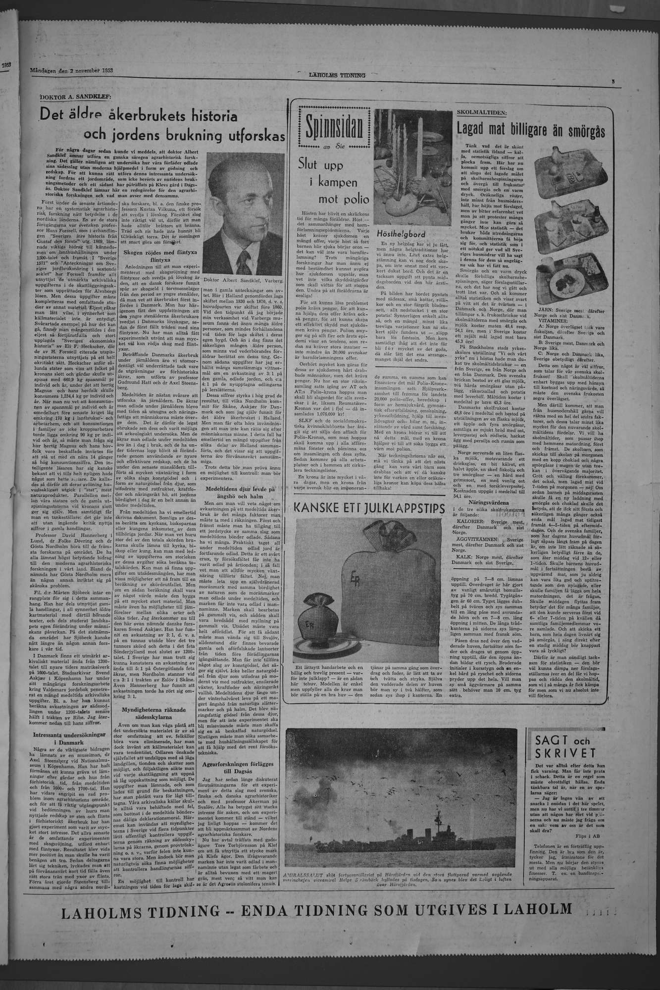 Laholms Tidning Måndag 2 november 1953, sida 5