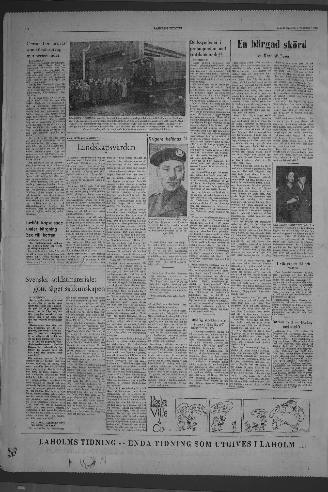 Laholms Tidning Måndag 2 november 1953, sida 8