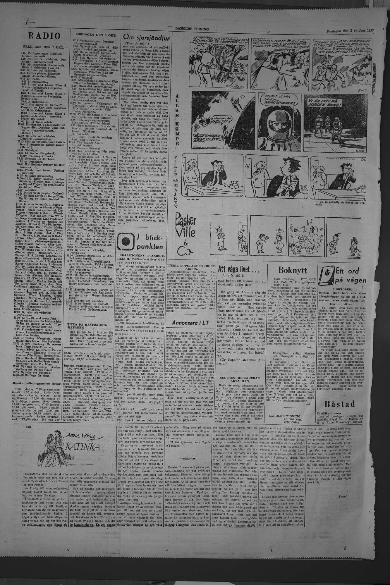 Laholms Tidning Fredag 2 oktober 1953, sida 8