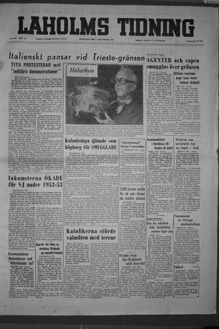 Förstasidan, Onsdag 2 september 1953