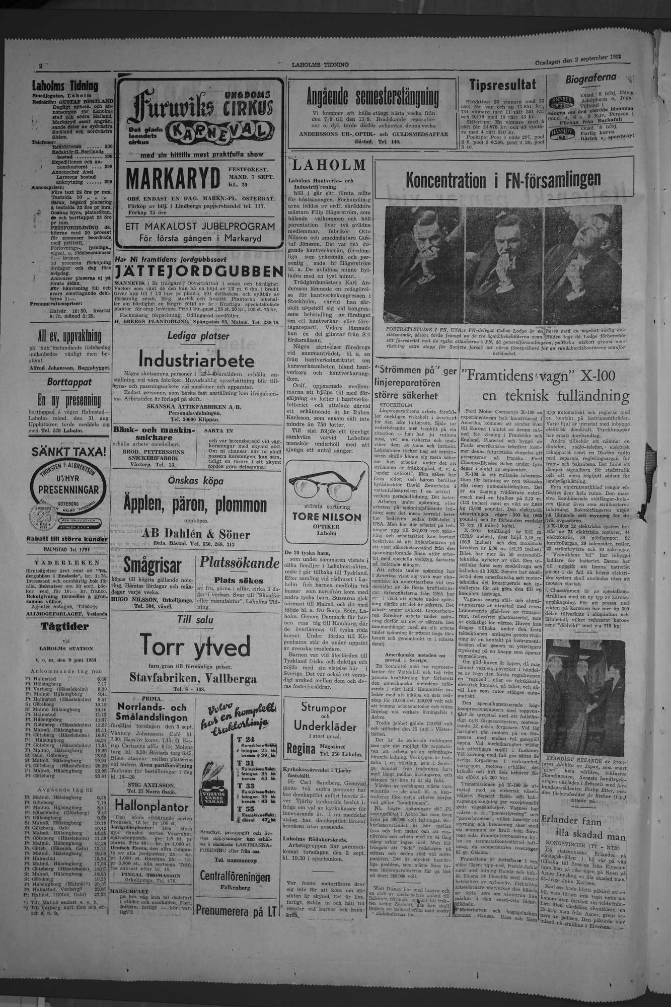 Laholms Tidning Onsdag 2 september 1953, sida 2