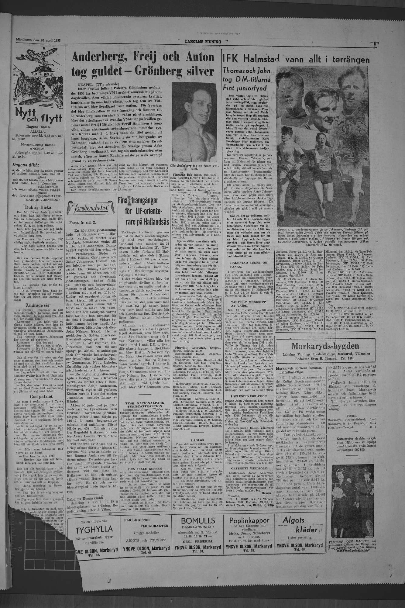 Laholms Tidning Måndag 20 april 1953, sida 5