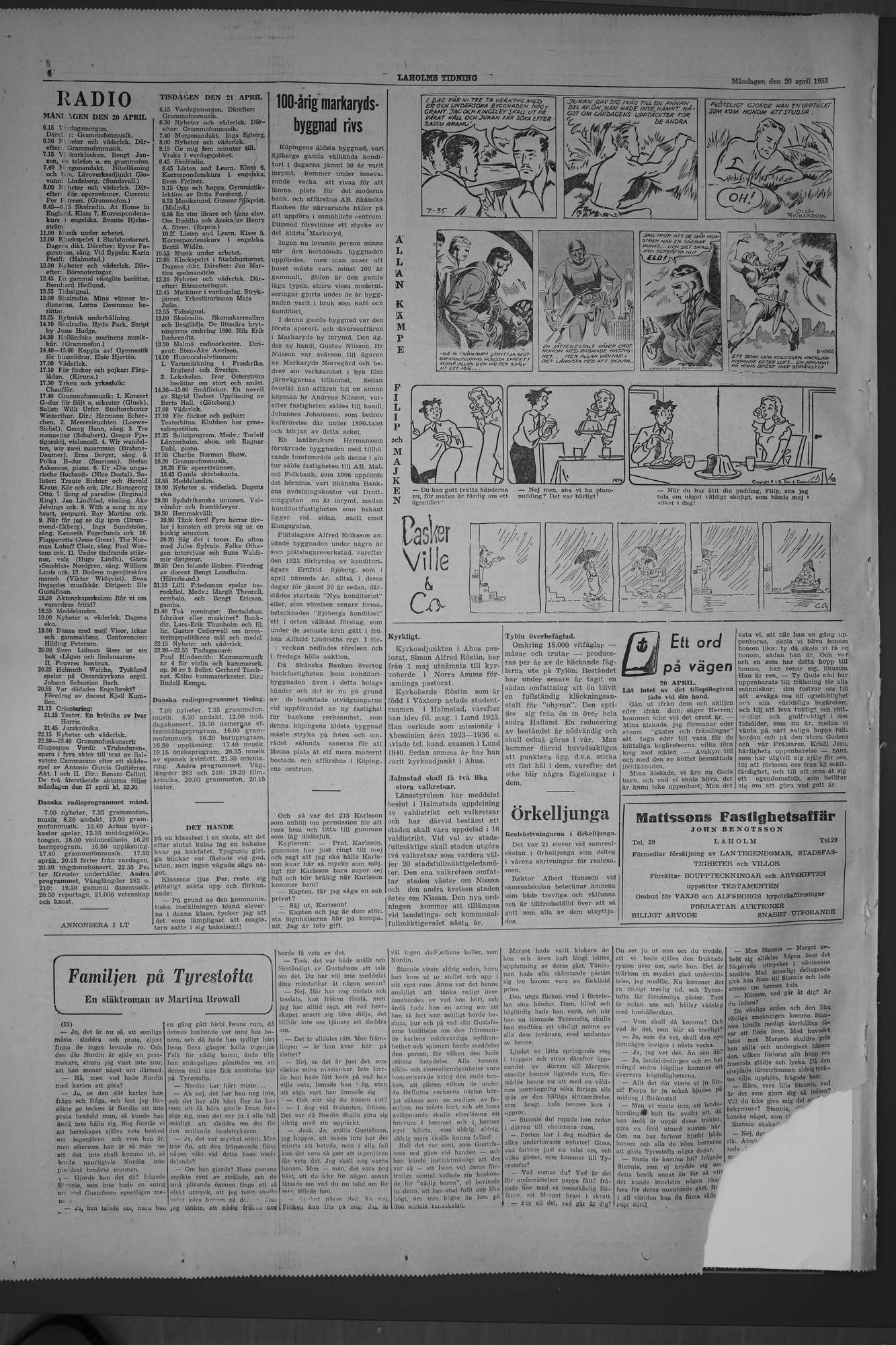 Laholms Tidning Måndag 20 april 1953, sida 6