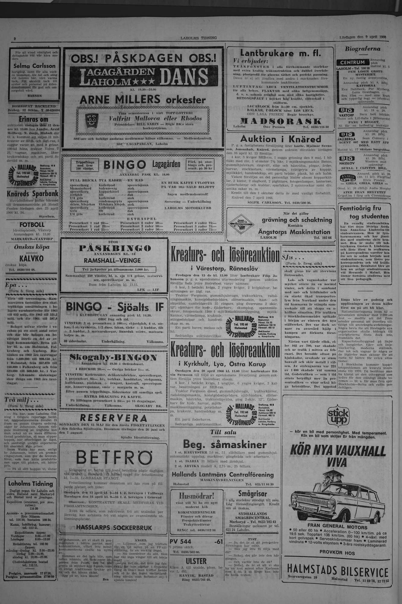 Laholms Tidning Lördag 9 april 1966, sida 2