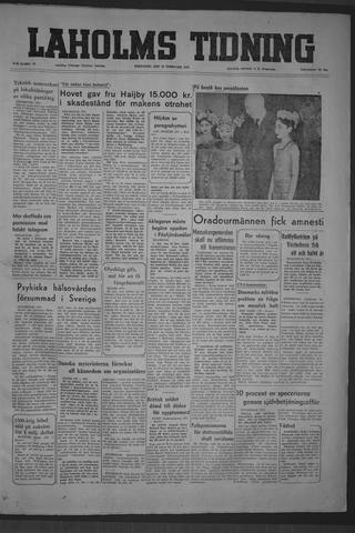 Förstasidan, Fredag 20 februari 1953