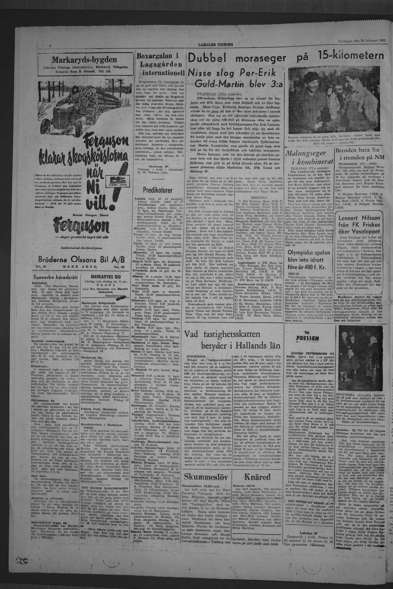 Laholms Tidning Fredag 20 februari 1953, sida 4