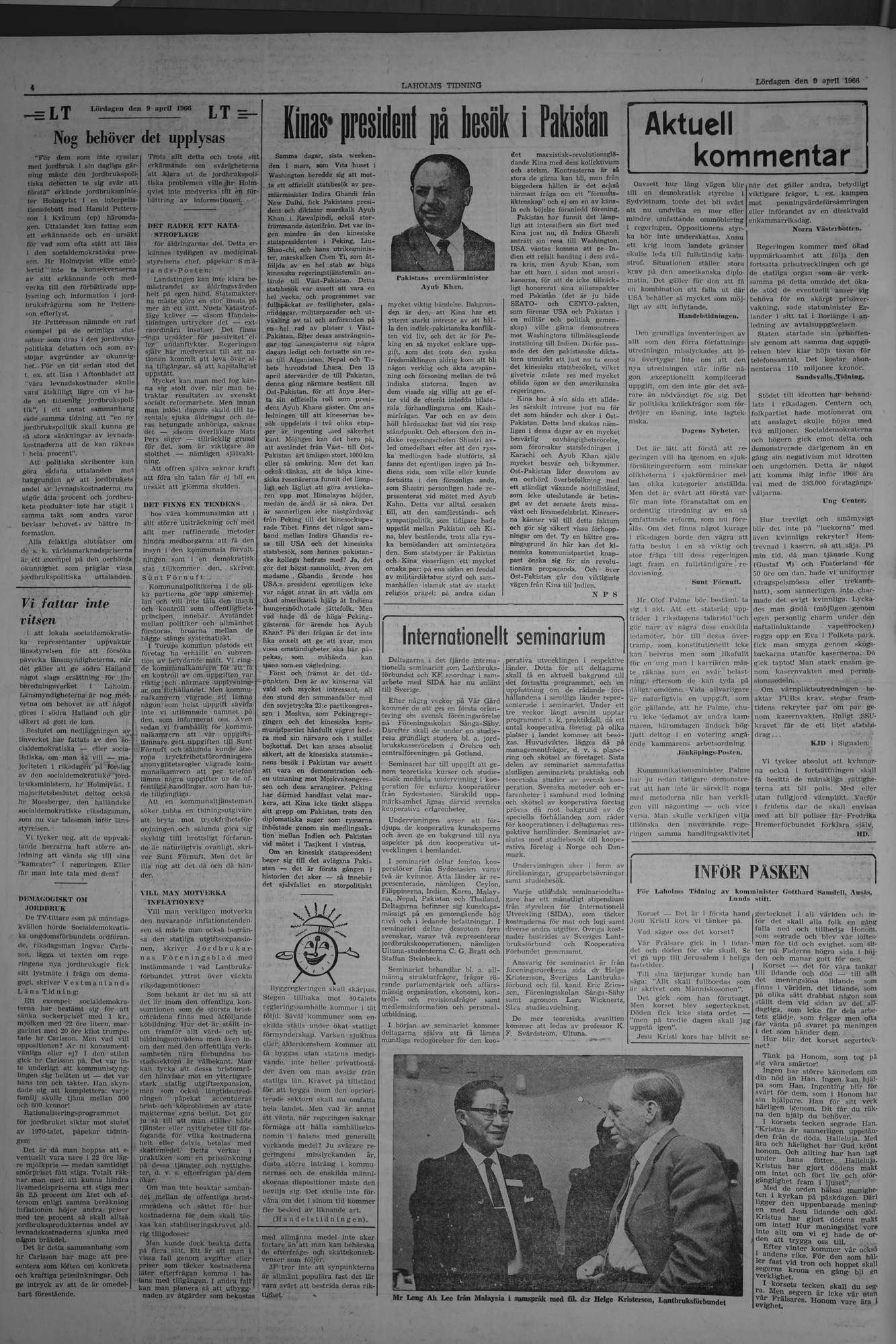 Laholms Tidning Lördag 9 april 1966, sida 4