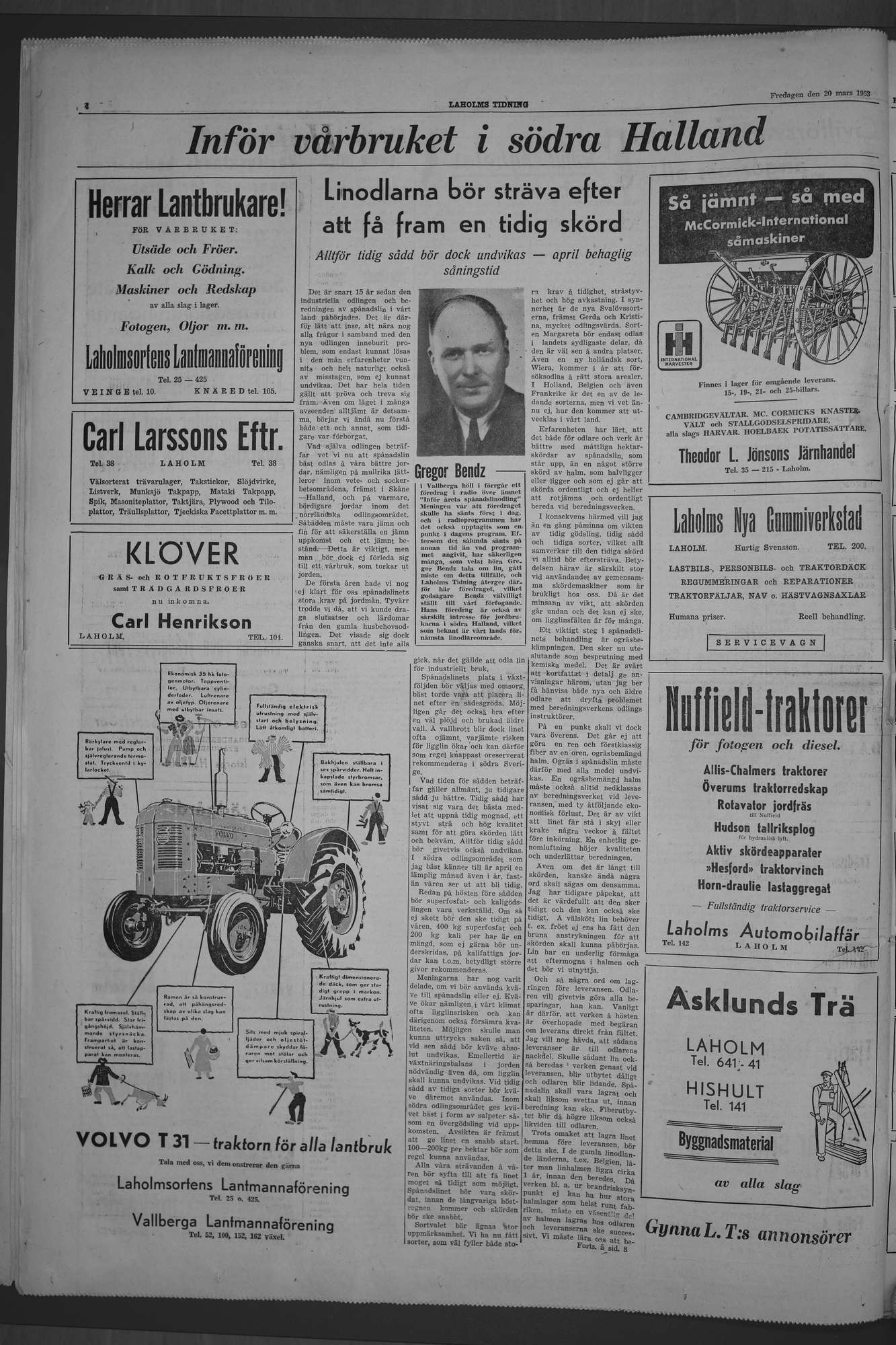 Laholms Tidning Fredag 20 mars 1953, sida 4