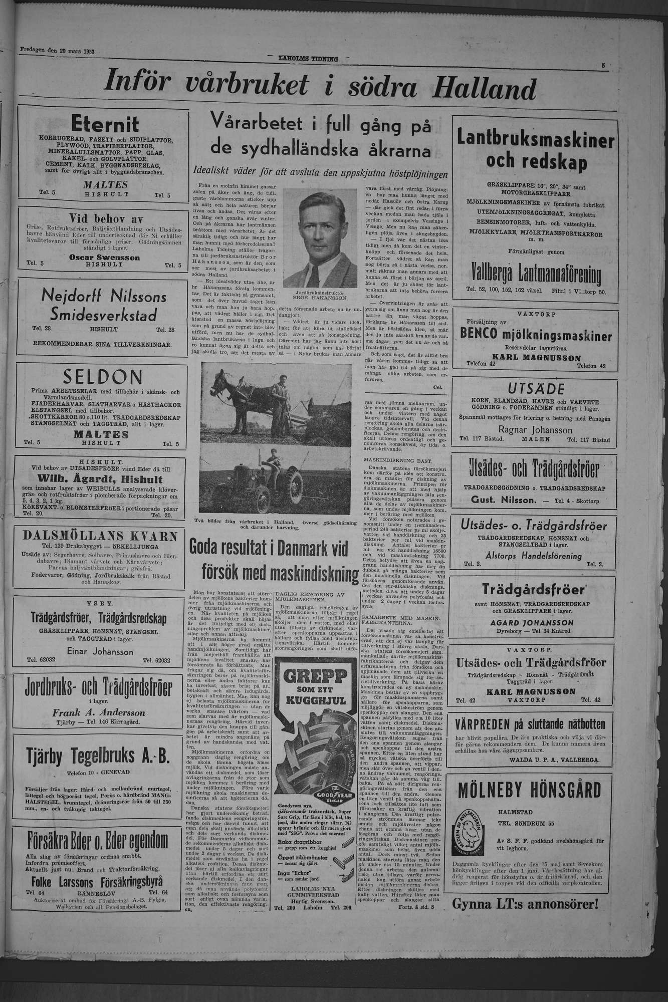 Laholms Tidning Fredag 20 mars 1953, sida 5