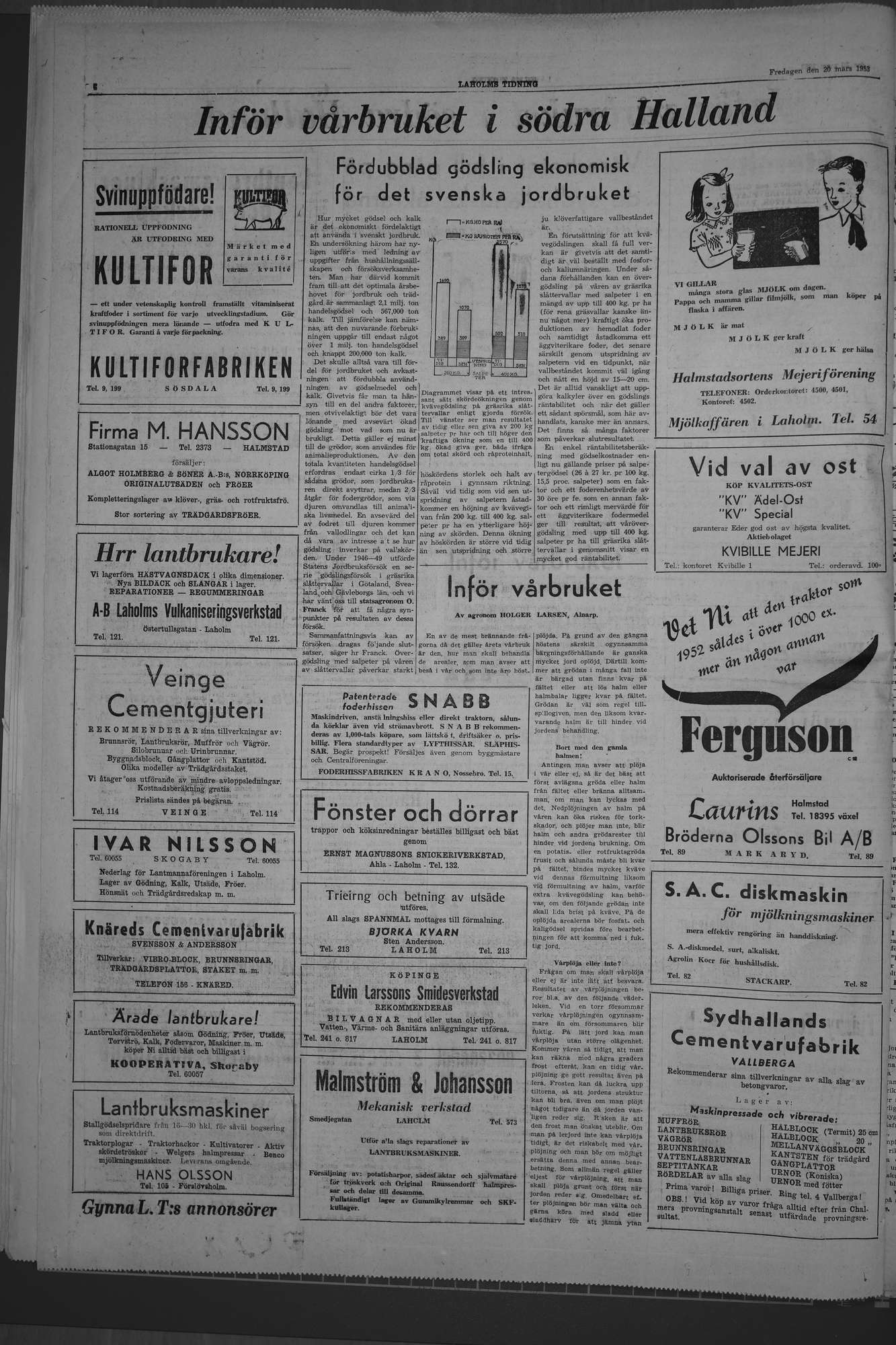 Laholms Tidning Fredag 20 mars 1953, sida 6