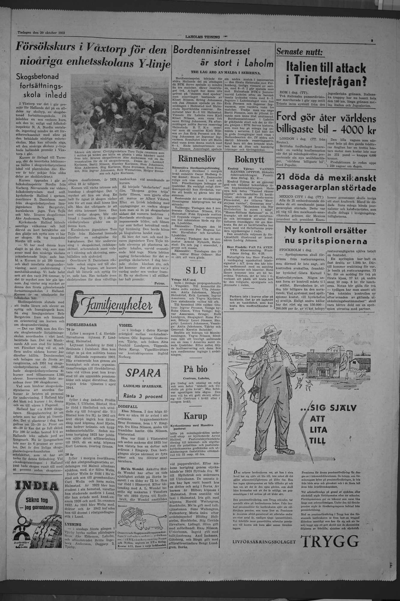 Laholms Tidning Tisdag 20 oktober 1953, sida 3