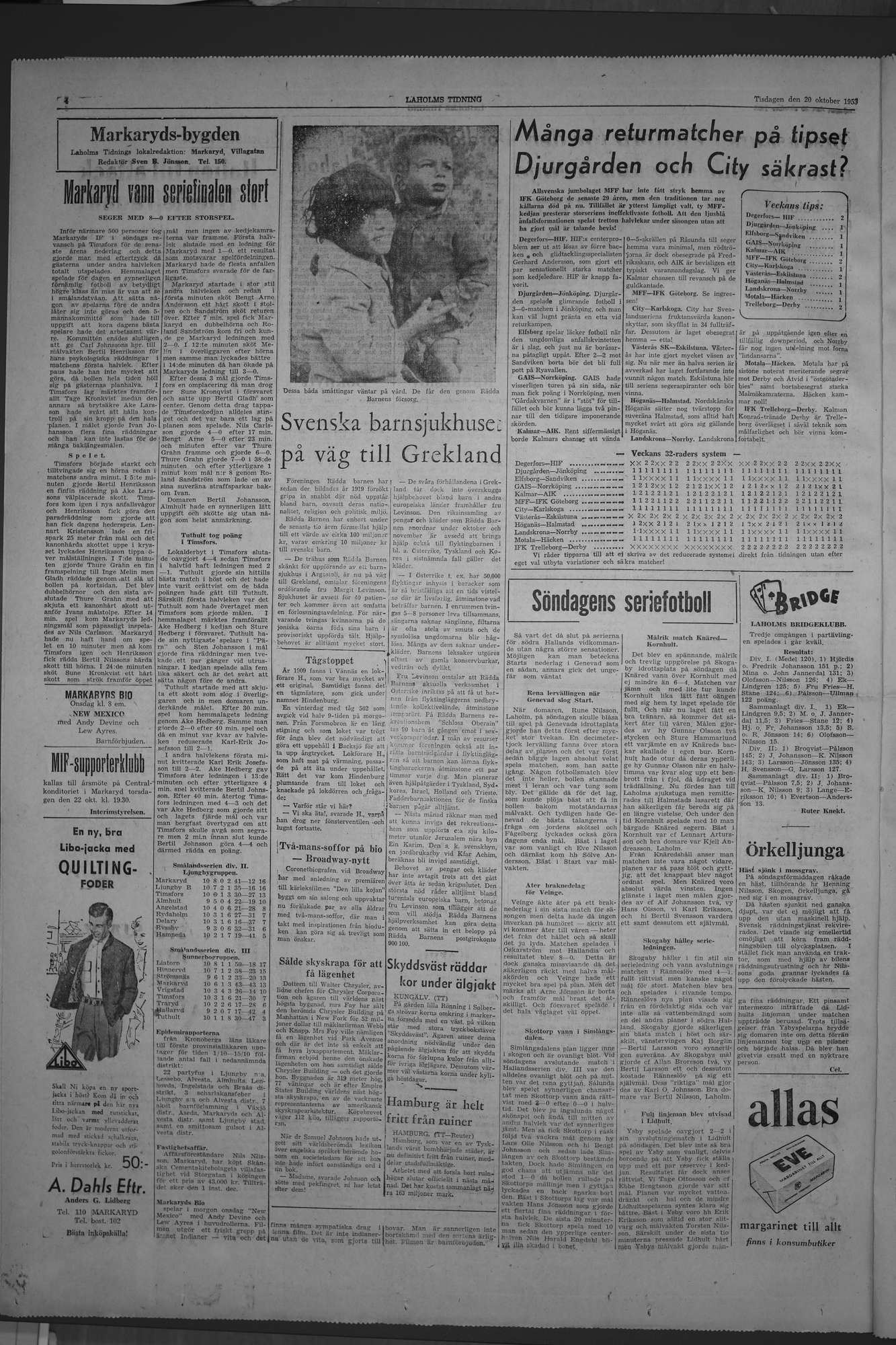 Laholms Tidning Tisdag 20 oktober 1953, sida 4