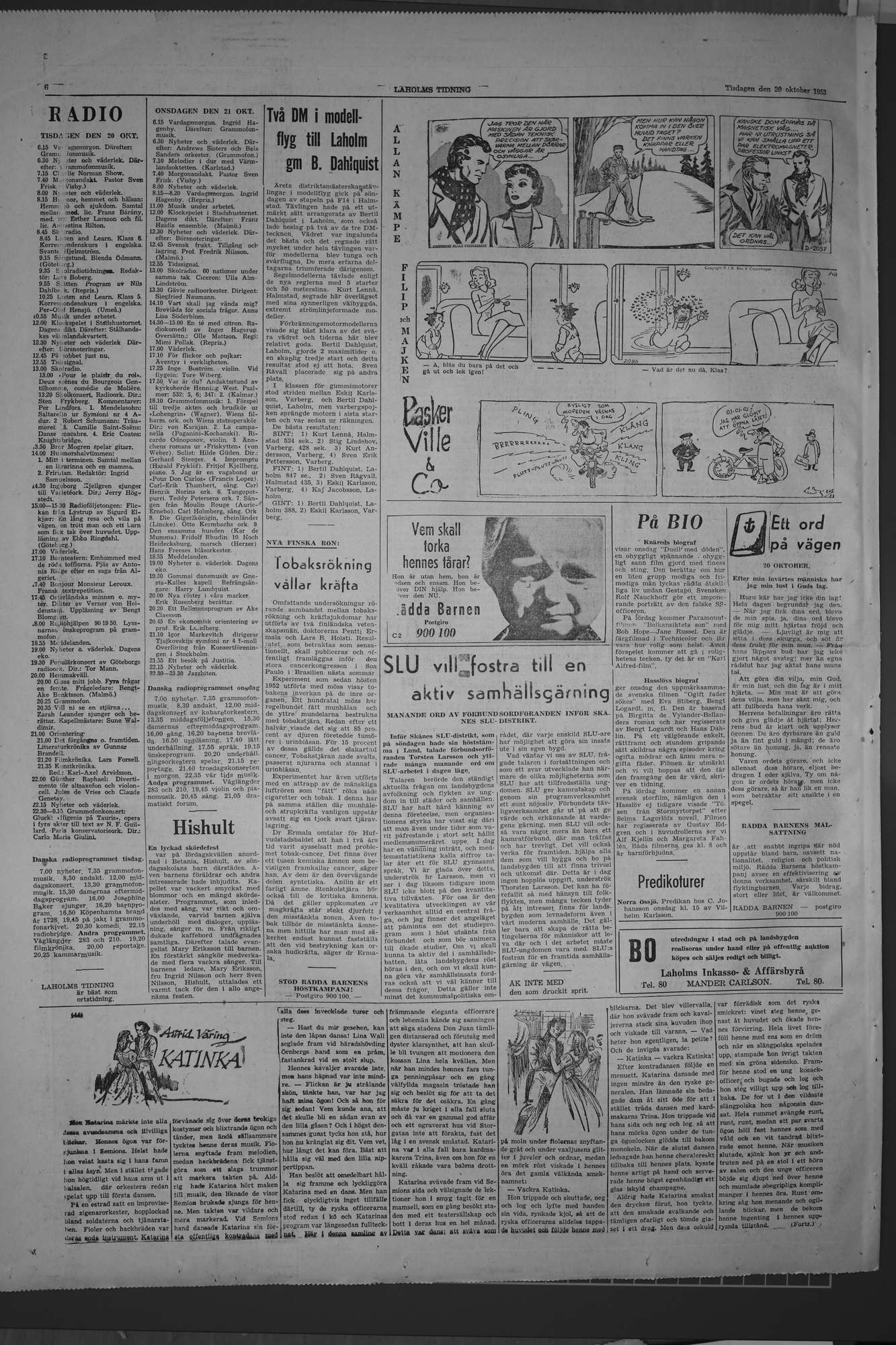 Laholms Tidning Tisdag 20 oktober 1953, sida 6