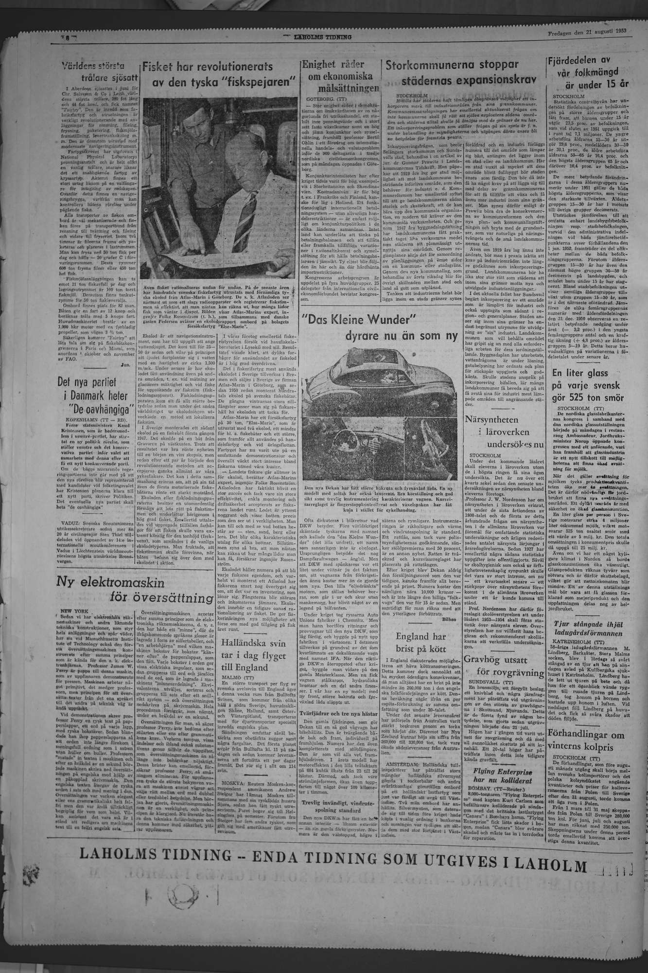 Laholms Tidning Fredag 21 augusti 1953, sida 6