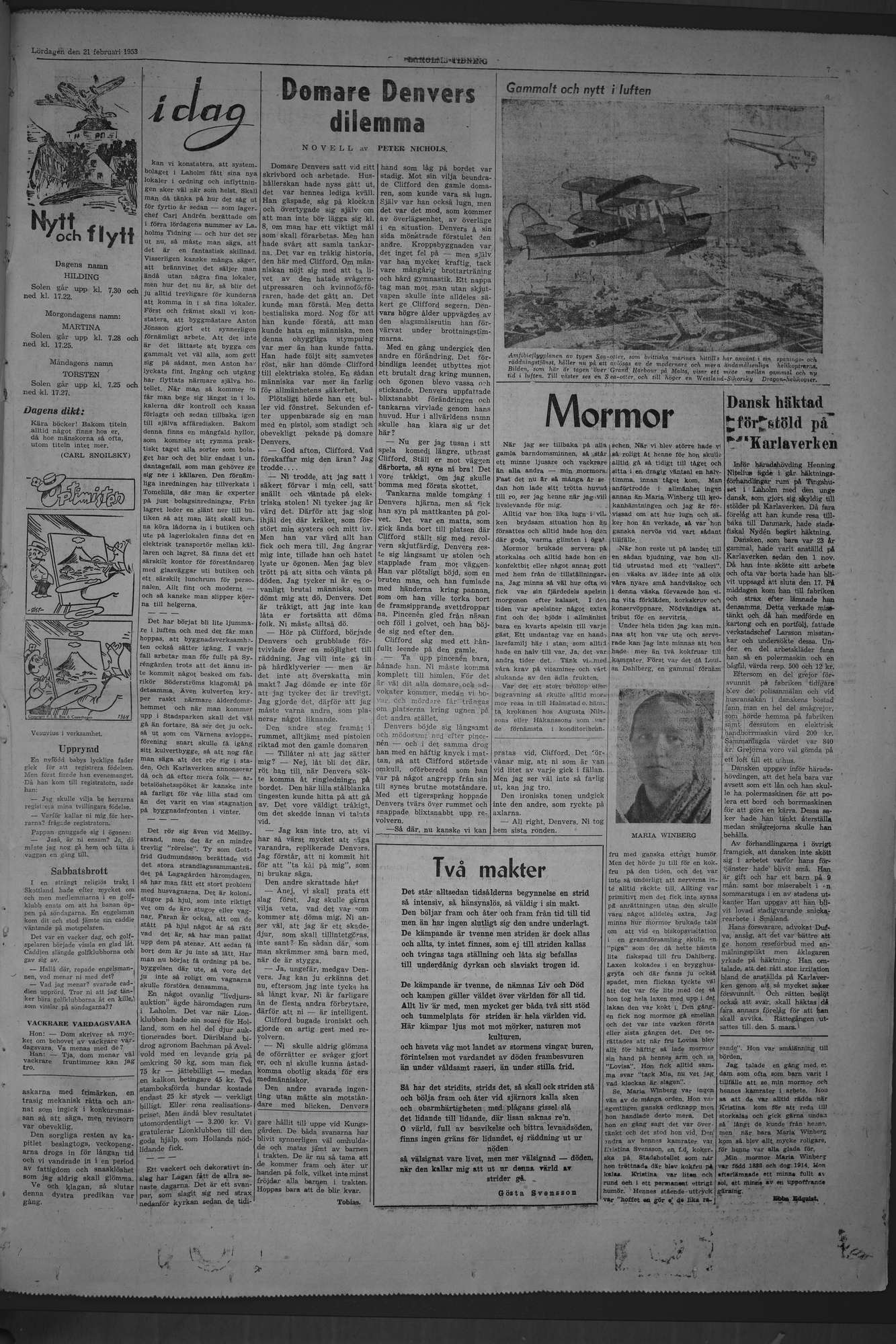 Laholms Tidning Lördag 21 februari 1953, sida 7
