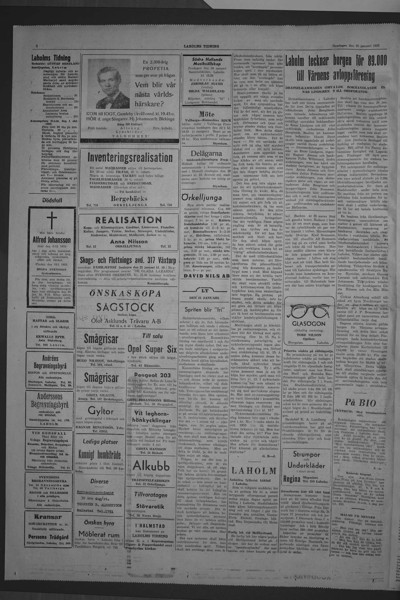 Laholms Tidning Onsdag 21 januari 1953, sida 2