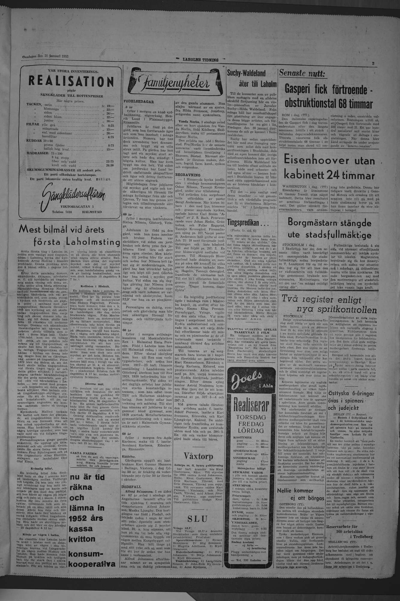 Laholms Tidning Onsdag 21 januari 1953, sida 3
