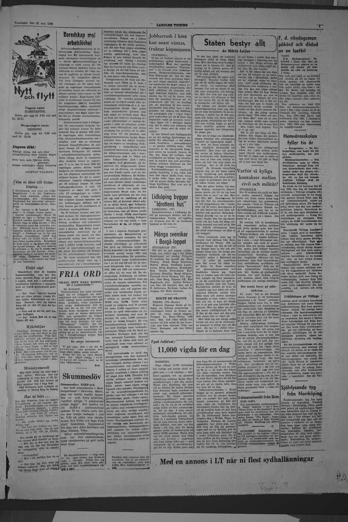 Laholms Tidning Torsdag 21 maj 1953, sida 7